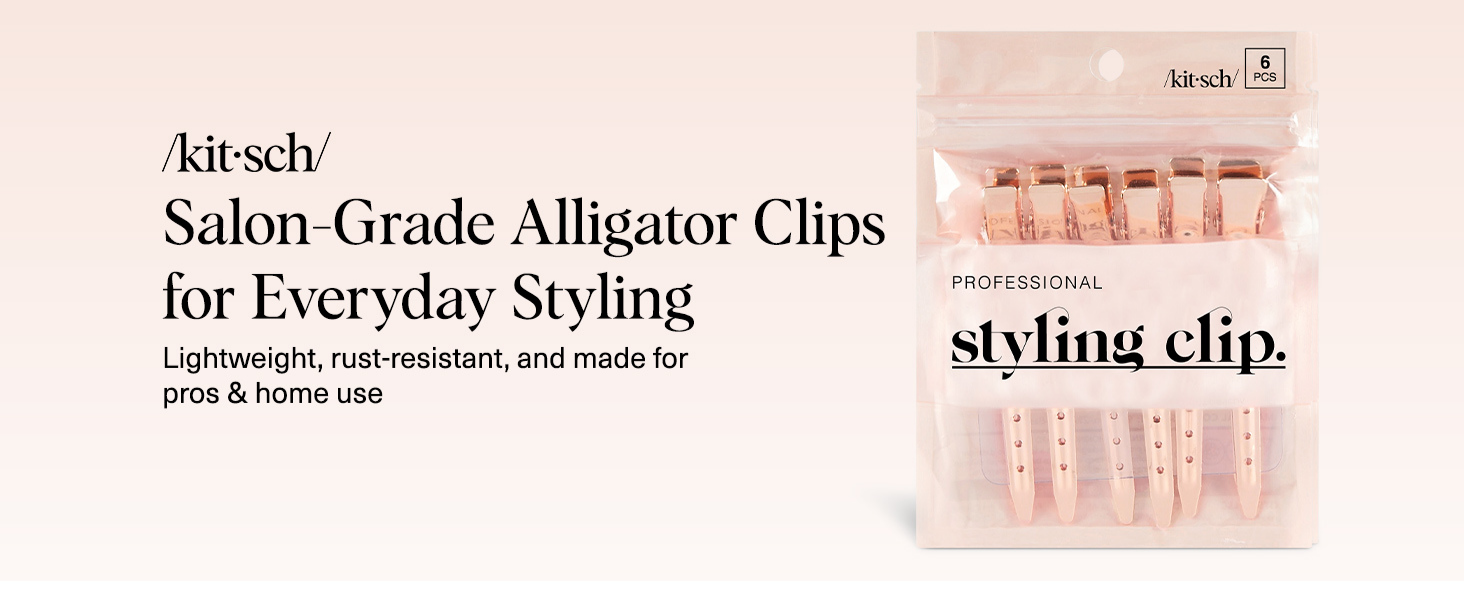 Kitsch Professional Alligator Clips for Hair Styling &ndash; 3.5" Aluminum Hair Sectioning Clips for Salon & Makeup Application | Ideal Gifts for Women &ndash; Rose Gold, 6 Pcs