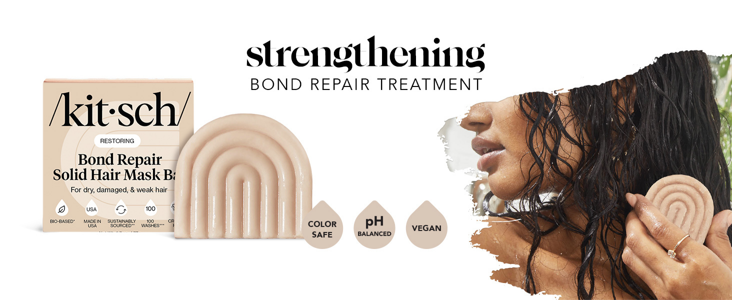 Kitsch Bond Repair Hair Mask &ndash; Strengthening Bond Repair Hair Treatment to Restore and Replenish - Hair Mask for Damaged Hair & Dry - Solid Hair Care for All Hair Types