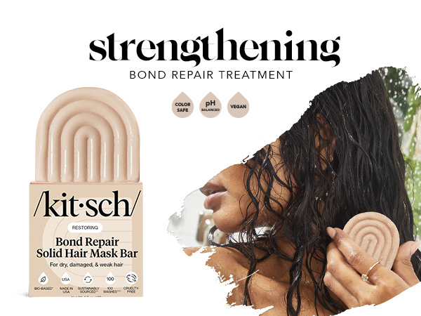Kitsch Bond Repair Hair Mask &ndash; Strengthening Bond Repair Hair Treatment to Restore and Replenish - Hair Mask for Damaged Hair & Dry - Solid Hair Care for All Hair Types