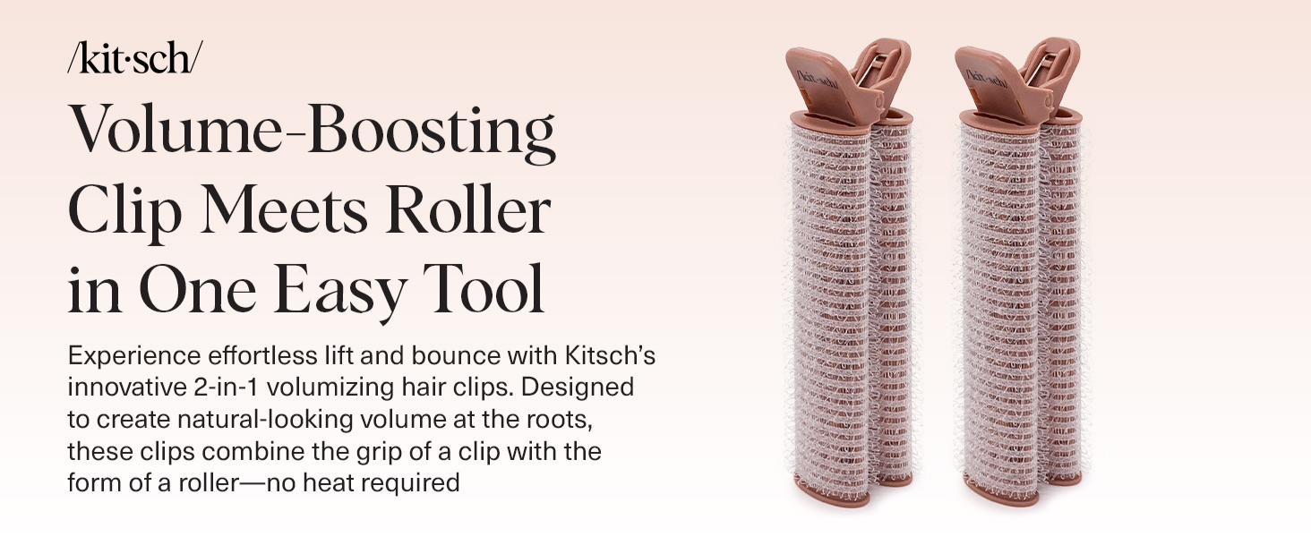 Kitsch Volumizing Hair Clips for Women - Hair Rollers for Volume & Curls - Volumizing Hair Products, Hair Roller Clips for Effortless Curls That Last - 2pc, Terracotta