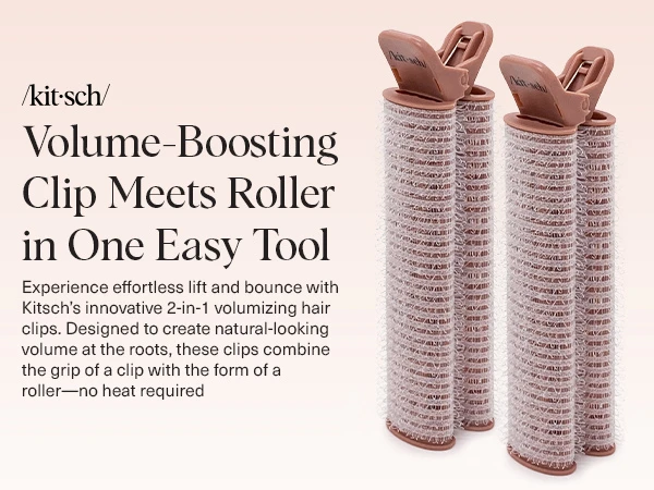 Kitsch Volumizing Hair Clips for Women - Hair Rollers for Volume & Curls - Volumizing Hair Products, Hair Roller Clips for Effortless Curls That Last - 2pc, Terracotta