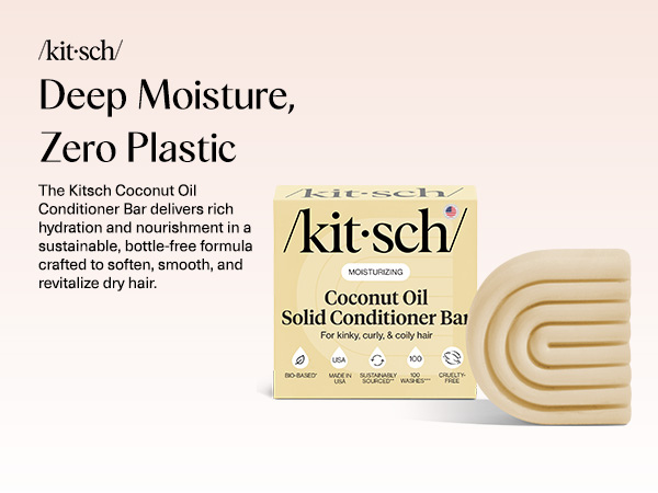 Kitsch Coconut Oil Conditioner Bar - Hair Conditioner For Women and Men - Deep Moisturizing, Nourishes, Hydrate & Soften Damaged Dry Hair - Silicone, Paraben & Sulfate Free - Made in USA