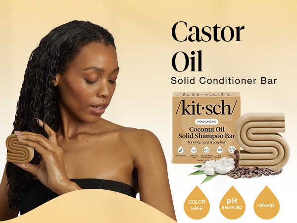Kitsch Coconut Oil Shampoo Bar - Hydrate & Soften Dry Damaged Hair - Deep Moisturizing Curly Hair Shampoo - Safe Shampoo for Color Treated Hair - Silicone, Paraben & Sulfate Free - Made in USA