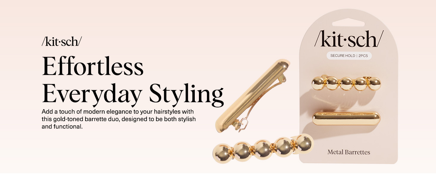 Kitsch Gold Hair Barrettes For Women - Stylish, Durable & Elegant Metal Hair Clips for Everyday or Special Occasions - Cloud & Bubble Design | Ideal Gifts for Women 2pc Set