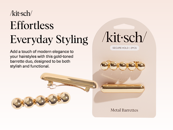 Kitsch Gold Hair Barrettes For Women - Stylish, Durable & Elegant Metal Hair Clips for Everyday or Special Occasions - Cloud & Bubble Design | Ideal Gifts for Women 2pc Set