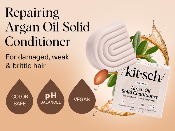 Kitsch Argan Oil Conditioner Bar &ndash; Repairing Hair Conditioner for Damaged Hair, Anti-Frizz &ndash; Strengthening, Moisturizing Hair Care &ndash; Paraben, Silicone & Sulfate-Free &ndash; Made in USA