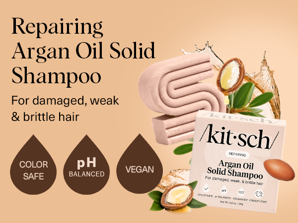 Kitsch Argan Oil Shampoo Bar for Hair Growth &ndash; Repairing Hair Shampoo for Women & Men &ndash; Strengthening & Moisturizing Hair Care &ndash; Paraben, Phthalates, Silicone & Sulfate Free - Made in USA