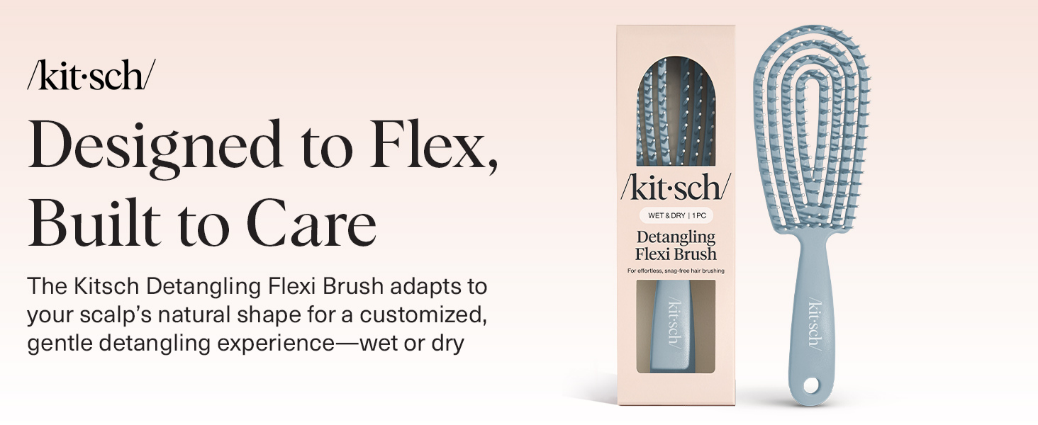 Kitsch Hair Brush Detangler &ndash; Flexi Flow Hair Brush for Women, Men & Kids | Detangling Brushes for Curly Hair with Bendable Frame, Bounce Curl Defining Brush for Wet or Dry Strands - Haze Blue