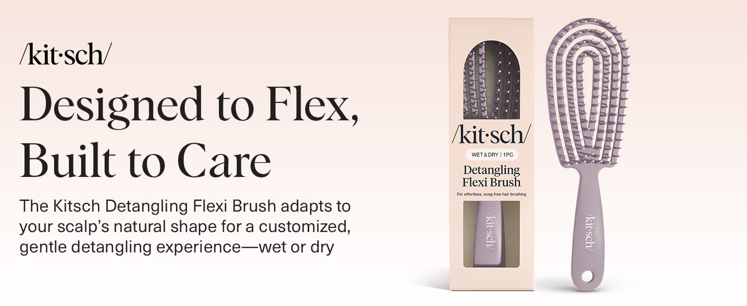 Kitsch Hair Brush Detangler &ndash; Flexi Flow Hair Brush for Women, Men & Kids | Detangling Brushes for Curly Hair with Bendable Frame, Bounce Curl Defining Brush for Wet or Dry Strands - Soft Violet