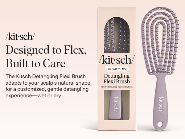 Kitsch Hair Brush Detangler &ndash; Flexi Flow Hair Brush for Women, Men & Kids | Detangling Brushes for Curly Hair with Bendable Frame, Bounce Curl Defining Brush for Wet or Dry Strands - Soft Violet