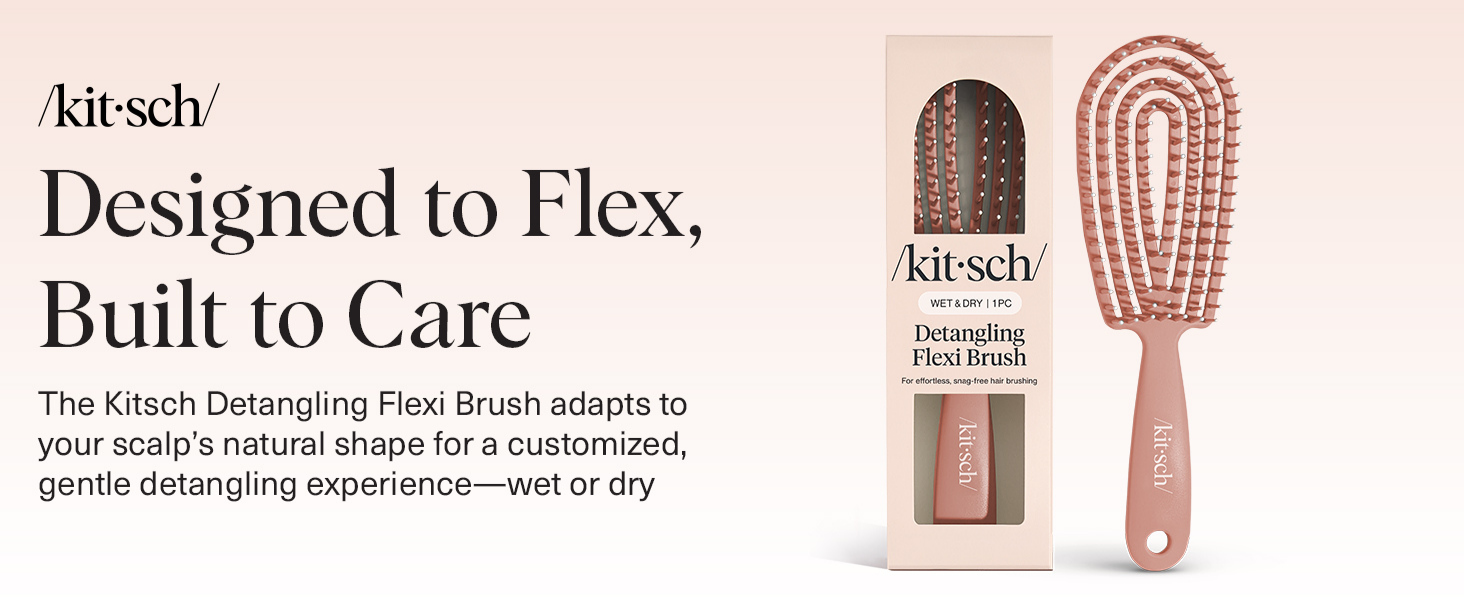 Kitsch Hair Brush Detangler &ndash; Flexi Flow Hair Brush for Women, Men & Kids | Detangling Brushes for Curly Hair with Bendable Frame, Bounce Curl Defining Brush for Wet or Dry Strands - Terracotta