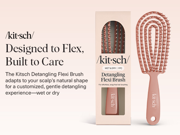 Kitsch Hair Brush Detangler &ndash; Flexi Flow Hair Brush for Women, Men & Kids | Detangling Brushes for Curly Hair with Bendable Frame, Bounce Curl Defining Brush for Wet or Dry Strands - Terracotta