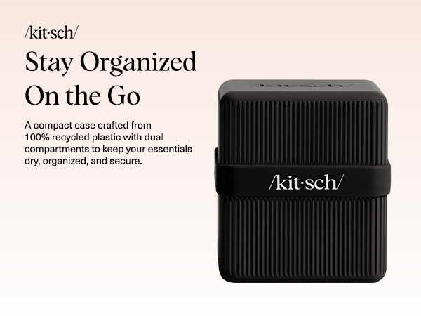 Kitsch 2-Compartment Travel Soap Case – Bar Soap Holder & Organizer, Travel Case for Bars – TSA-Approved – Lightweight, Durable, Leak-Proof, Made from Recycled Plastic – Black