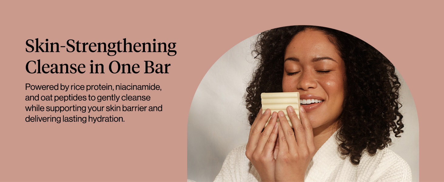 Rice Water Protein Restoring Face & Body Wash Bar Soap – Hydrating Face Wash & Body Wash, Skin Care Cleanser with Niacinamide & Oat Peptides, Gentle Moisturizing for Dry & Sensitive Skin - 113g