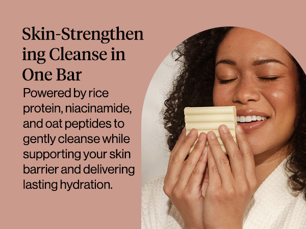Rice Water Protein Restoring Face & Body Wash Bar Soap – Hydrating Face Wash & Body Wash, Skin Care Cleanser with Niacinamide & Oat Peptides, Gentle Moisturizing for Dry & Sensitive Skin - 113g