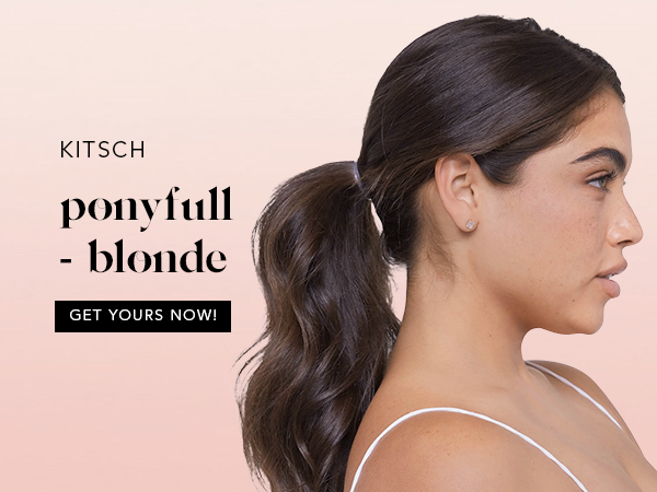 Kitsch PONYFULL Hair Volumizer Tool - Adds Lift and Style To Your Ponytail | Hair Bun Maker for Women | Ponytail Volumizer, Includes 3 No Snag Elastic Ties | Ideal Gifts for Women - (Blonde)
