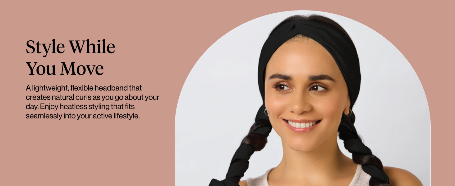 Kitsch Set & Flow Active Heatless Curling Headband For Women – Achieves Heatless Curls Overnight, No Heat Damage | Heatless Curlers with Flexible Fit | Great During Gym Sessions, Travel - Black, 1pc