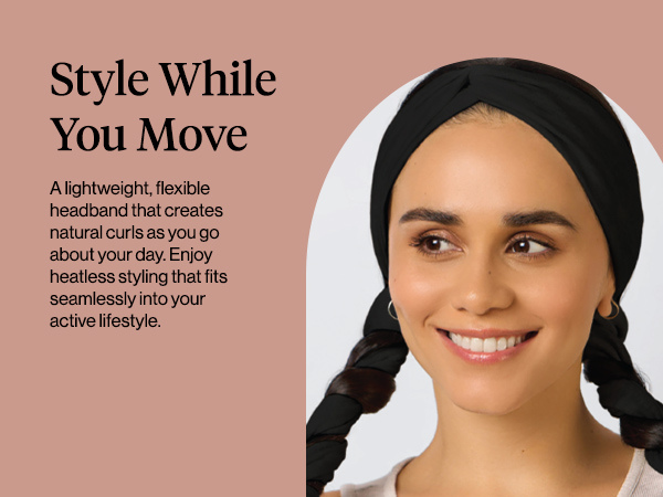 Kitsch Set & Flow Active Heatless Curling Headband For Women – Achieves Heatless Curls Overnight, No Heat Damage | Heatless Curlers with Flexible Fit | Great During Gym Sessions, Travel - Black, 1pc