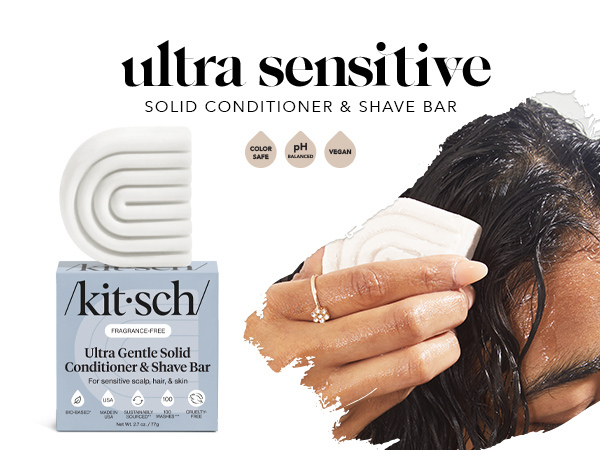 Kitsch Ultra Sensitive 2-in-1 Conditioner Bar & Shaving Soap | Moisturizing & Anti-Irritation Bar Soap for Sensitive Scalp & Skin - 5 Ingredients Only, Scent Free Hair Care & Body Care