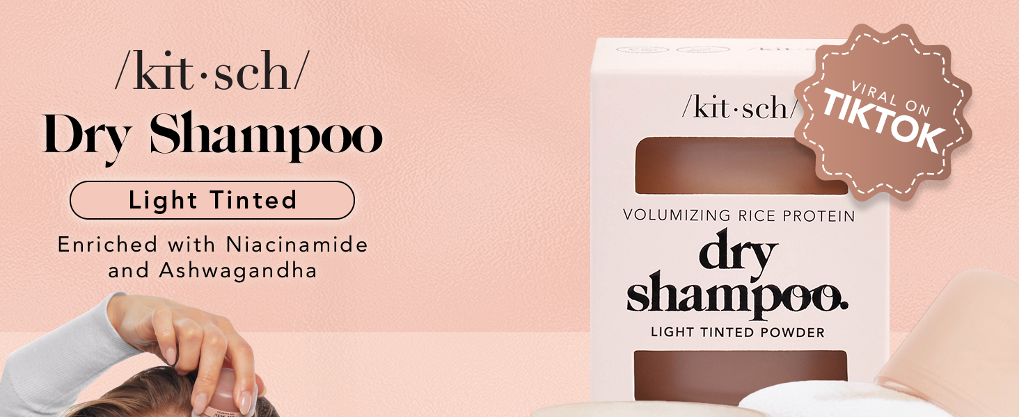 Kitsch Volumizing Rice Protein Dry Shampoo Powder Puff - Invisible, 8g | Absorbs Oil, Non-Greasy, Great For Light-to-Medium Color Hair – Travel Size Dry Hair Shampoo for Women & Men, No White Cast