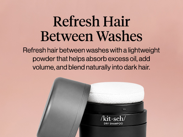 Kitsch Volumizing Rice Protein Dry Shampoo For Women Powder Puff - Dark, 8g | Absorbs Oil, Non-Greasy, Great For Dark Hair – Unscented – Travel Size Dry Hair Shampoo for Women & Men, No White Cast