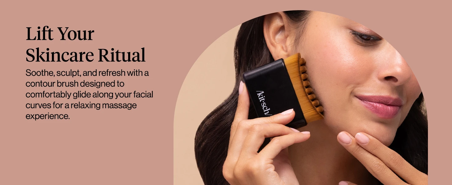 Kitsch Lymphatic Contour Face Brush - Facial Massage Brushes - Black | Hypoallergenic Bristles, Depuffing & Encourage Circulation