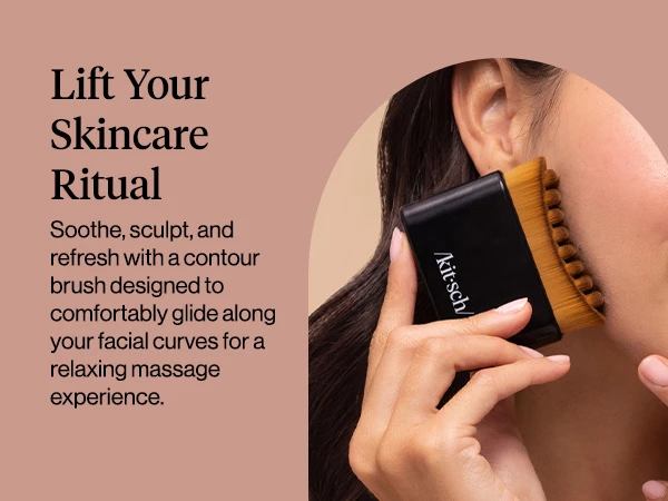 Kitsch Lymphatic Contour Face Brush - Facial Massage Brushes - Black | Hypoallergenic Bristles, Depuffing & Encourage Circulation