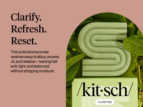 Kitsch Clarifying Tea Tree & Mint Shampoo Bar Soap - Made in USA - Clarifying Shampoo for Build-Up Removal - Hair Shampoo for Women and Men for Scalp & Oil Control - Vegan Hair Care