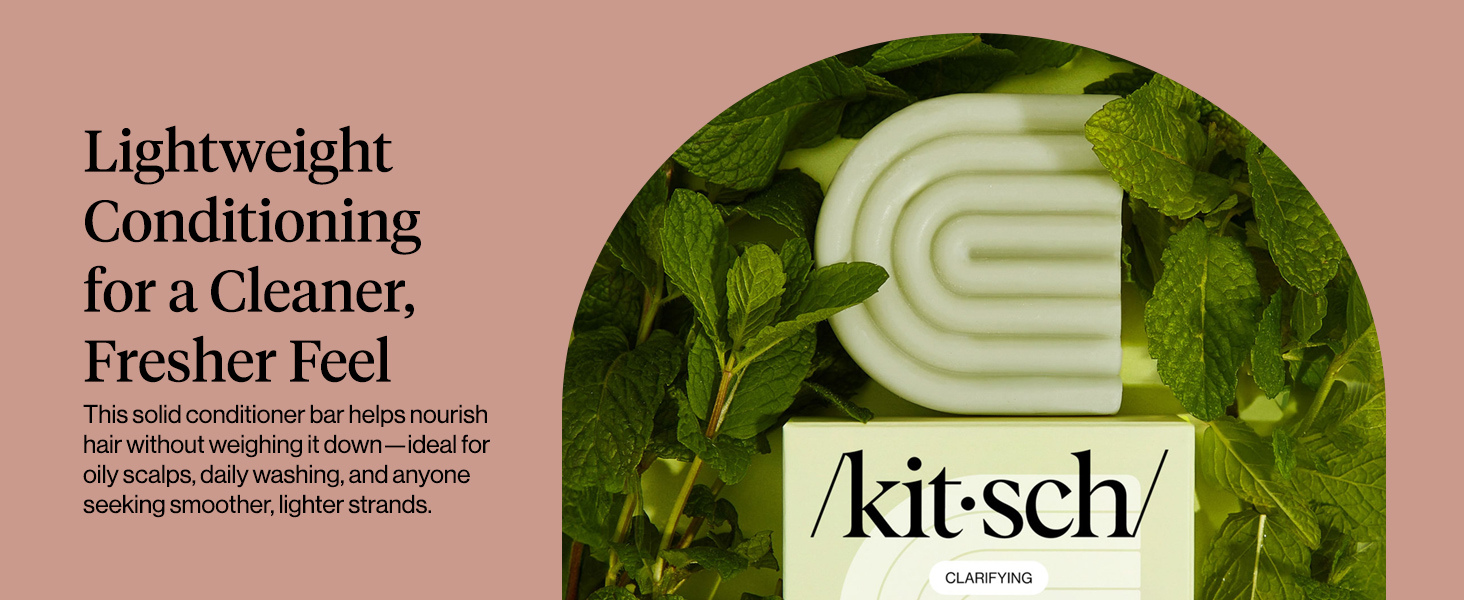 Kitsch Clarifying Tea Tree & Mint Conditioner Bar Soap - Hair Conditioner for Scalp & Oil Control - Tea Tree Conditioner for Women and Men - Vegan Hair Care, Made in USA