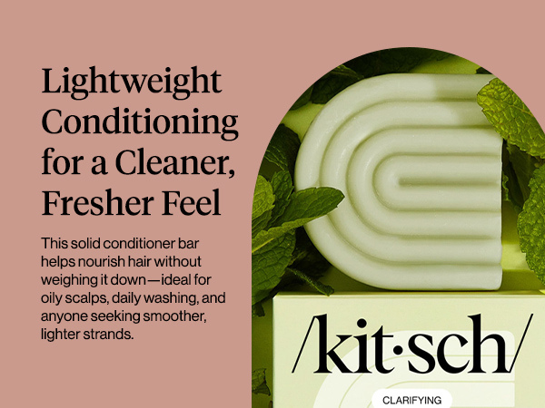 Kitsch Clarifying Tea Tree & Mint Conditioner Bar Soap - Hair Conditioner for Scalp & Oil Control - Tea Tree Conditioner for Women and Men - Vegan Hair Care, Made in USA