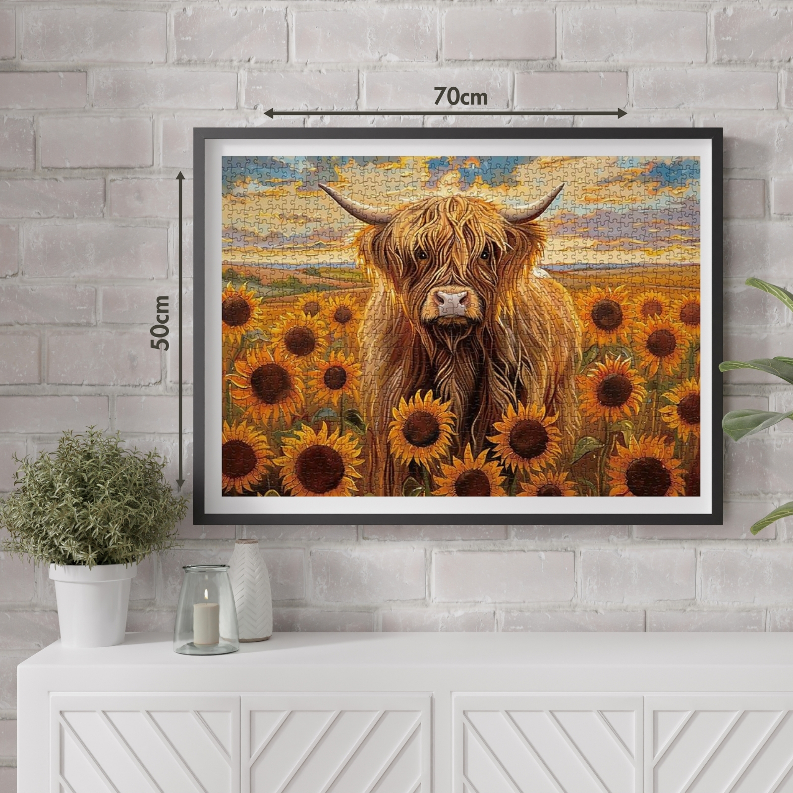 Sunflowers and Cow 1000 Piece Jigsaw Puzzle for Adults - Immerse yourself in the picturesque design of our Sunflowers and Cow puzzle