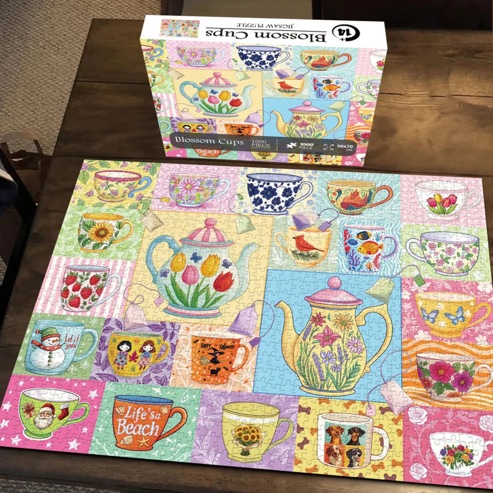 Blossom Tea Cups 1000 Piece Jigsaw Puzzle for Adults - This puzzle is a great choice for relatives and friends, suitable for all festivals and occasions. After the puzzle is completed, it is not only a symbol of achievement, but also a charming home decoration. Frame it and hang it on the wall to instantly add color and personality to your home, so that every visitor can feel your unique taste.