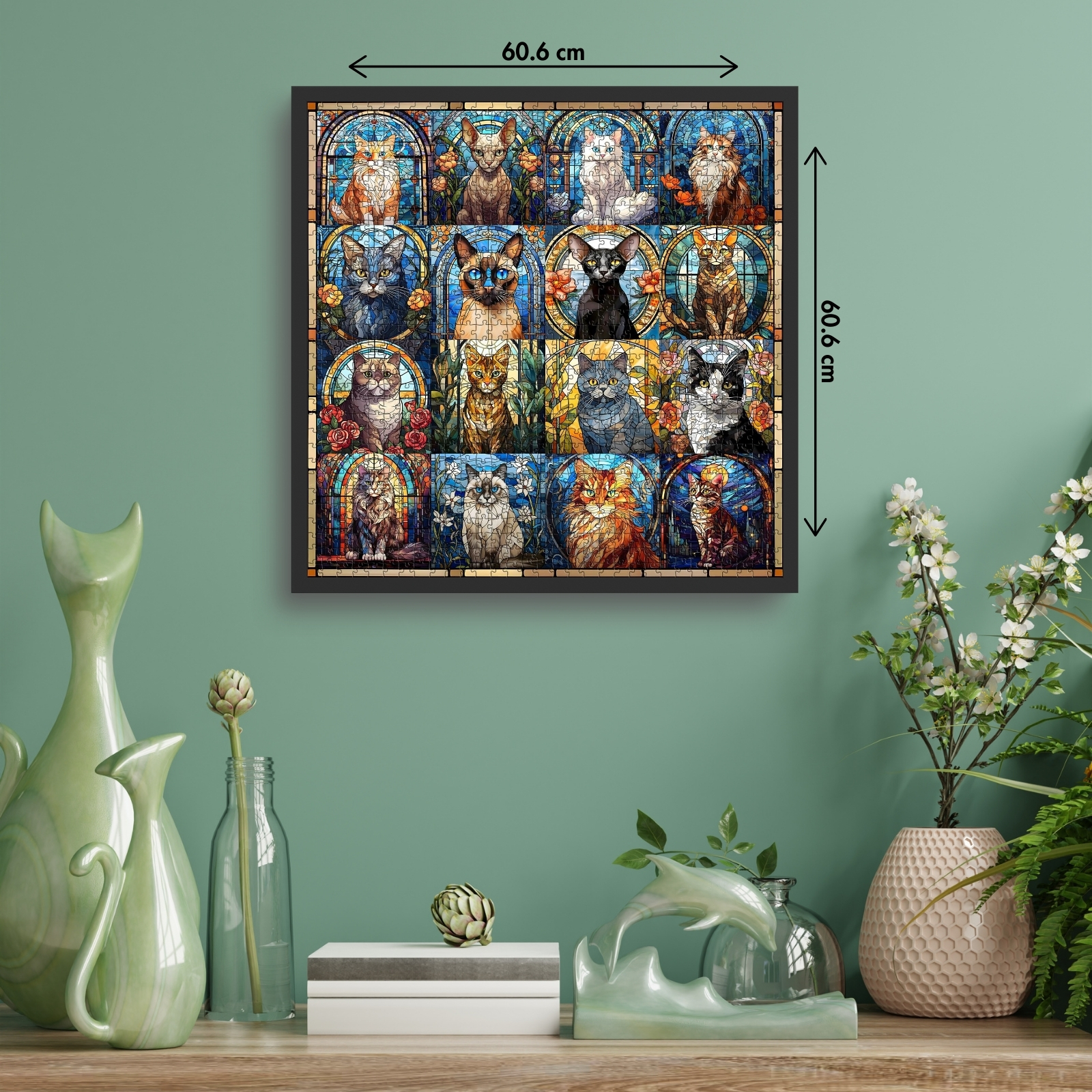 Stained Glass Cat 1000 Piece Jigsaw Puzzle for Adults