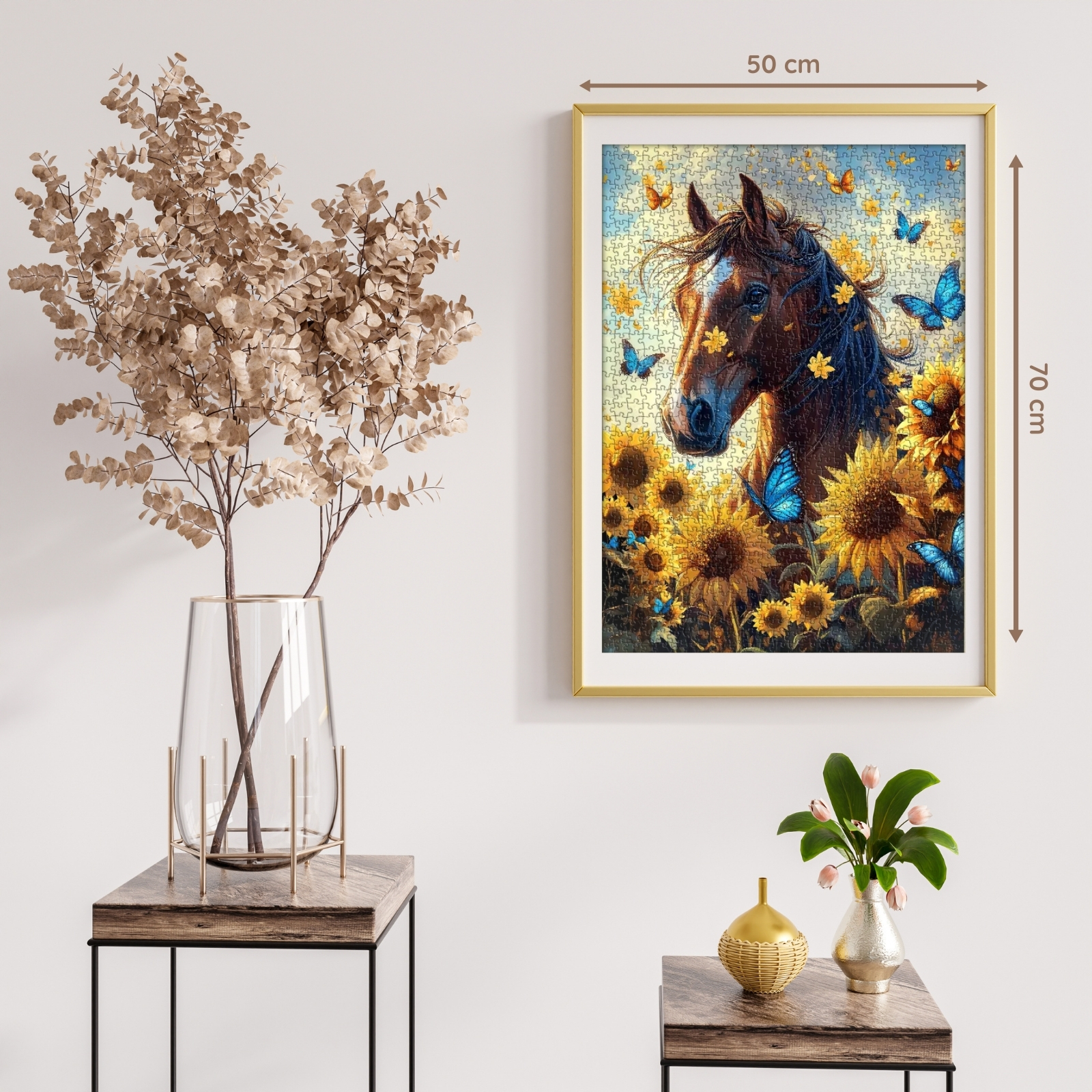 Horse Among Blossoms 1000 Piece Jigsaw Puzzle: Step into a world of floral enchantment with our Horse Among Blossoms puzzle, where a graceful horse roams amidst a sea of blossoms, inviting you to a puzzle adventure filled with beauty and serenity.