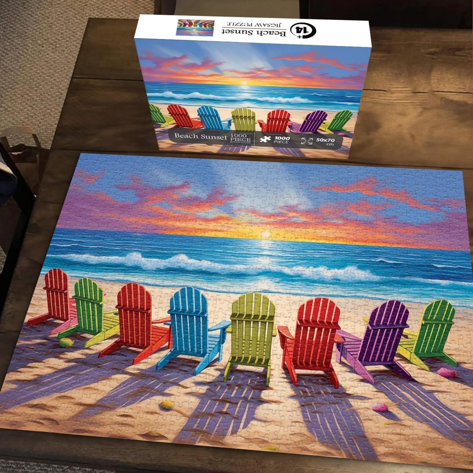 Beach Sunset 1000 Piece Jigsaw Puzzle for Adults - Completed with Box