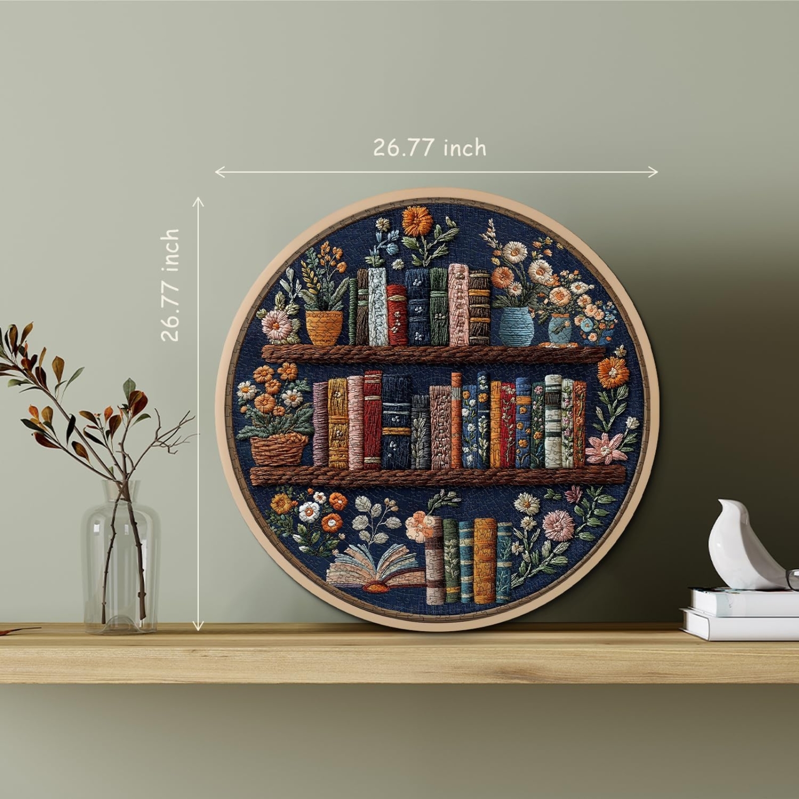 Floral Bookshelf 1000 Piece Jigsaw Puzzle for Adults