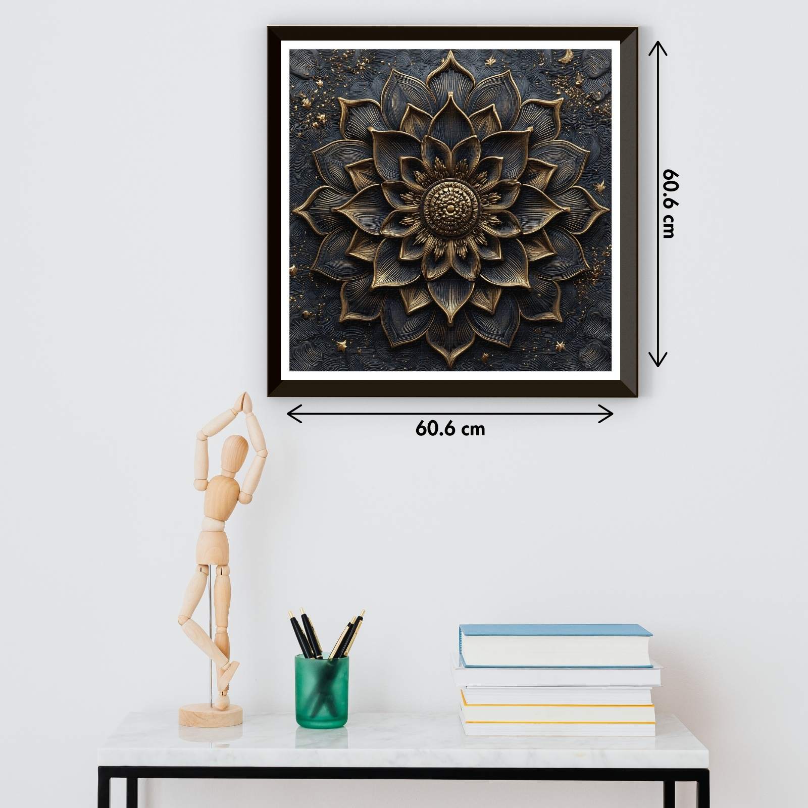 Black Gold Flower 1000 Piece Jigsaw Puzzle for Adults - Framed