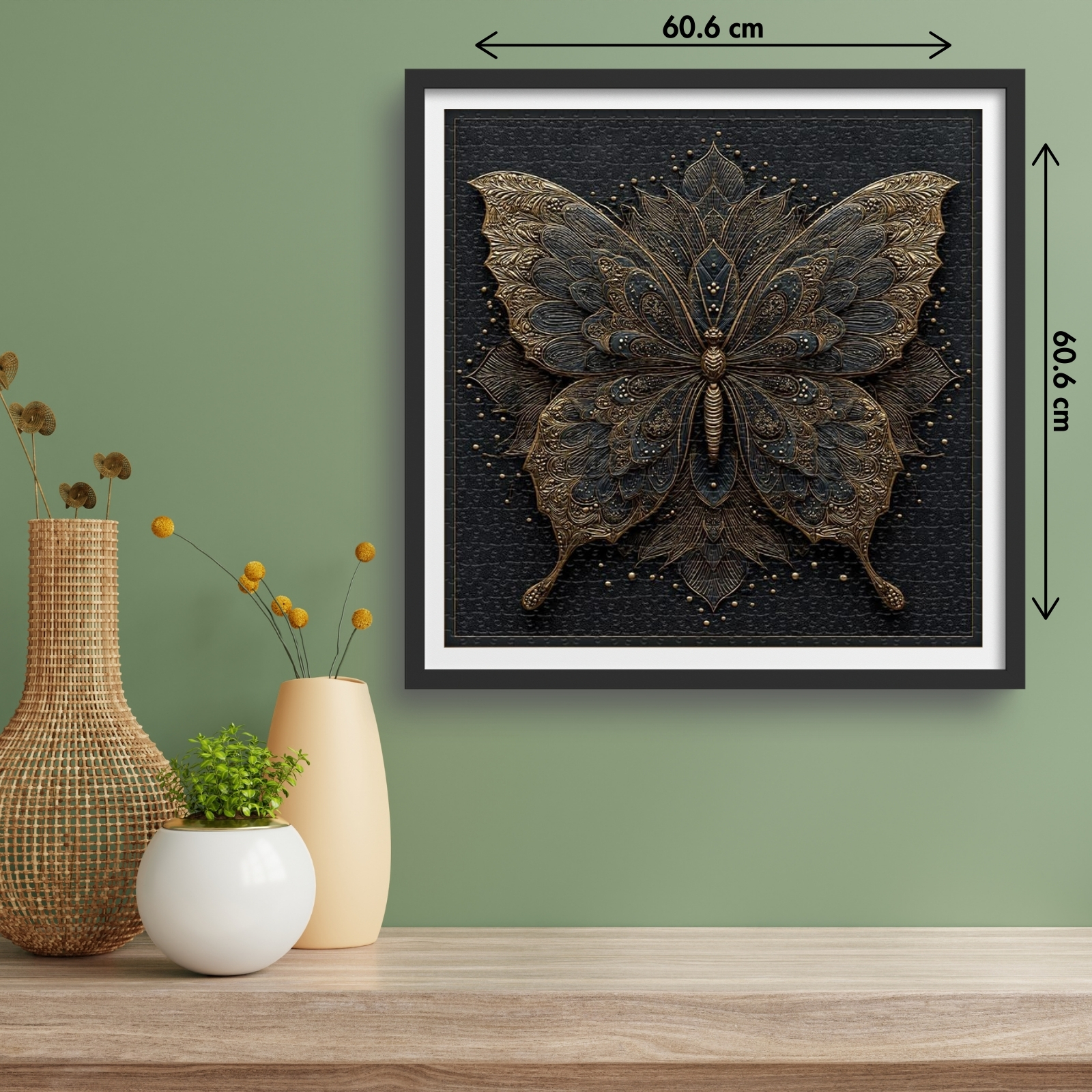Golden Butterfly 1000 Piece Jigsaw Puzzle for Adults - Completed