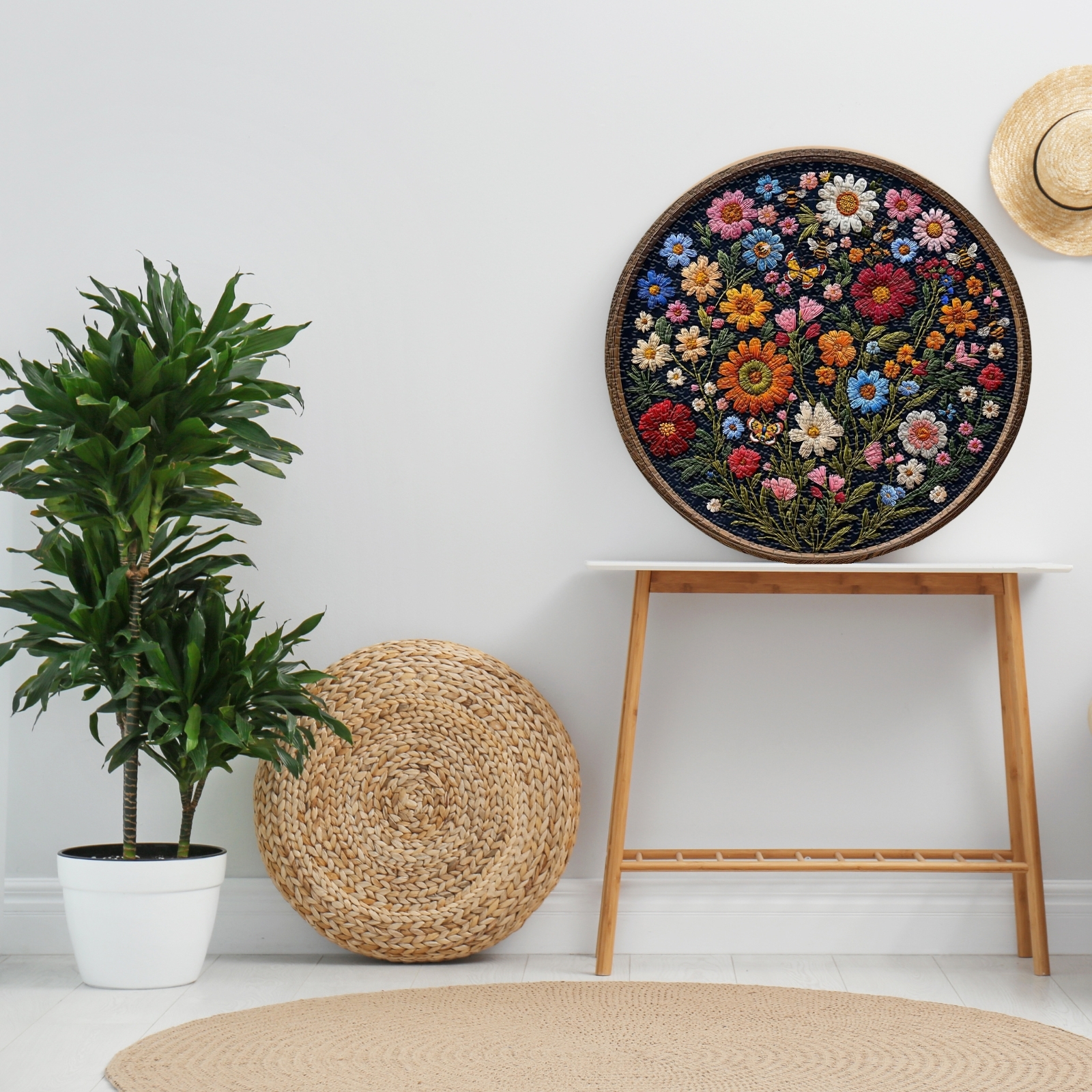 Home wall decoration: This Wildflower jigsaw puzzle 1000 pieces featuring a vibrant display of colorful wildflowers. This round jigsaw puzzles for adults brings a touch of elegance and life to any space