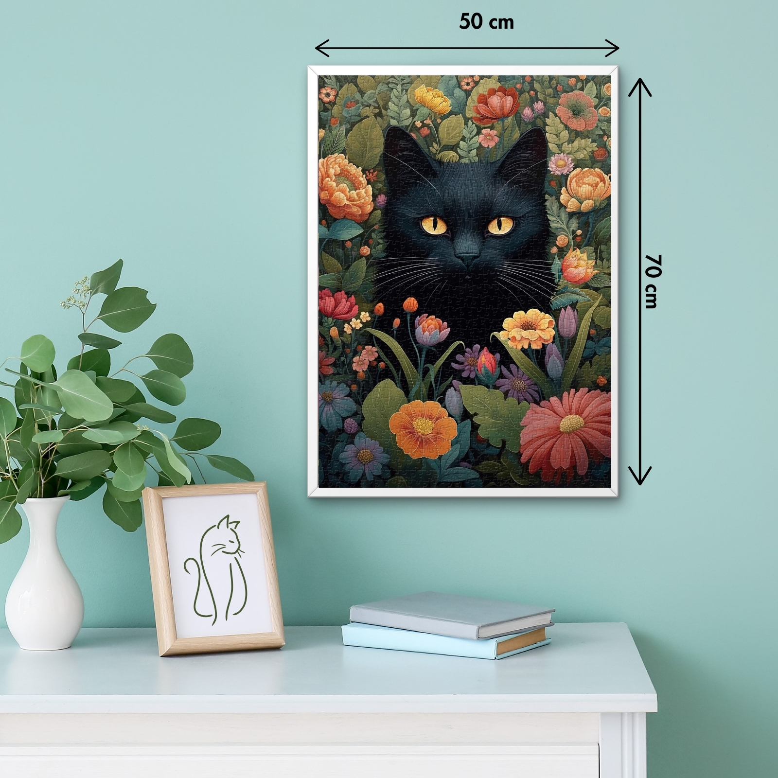 Cat And Flowers 1000 Piece Jigsaw Puzzle for Adults