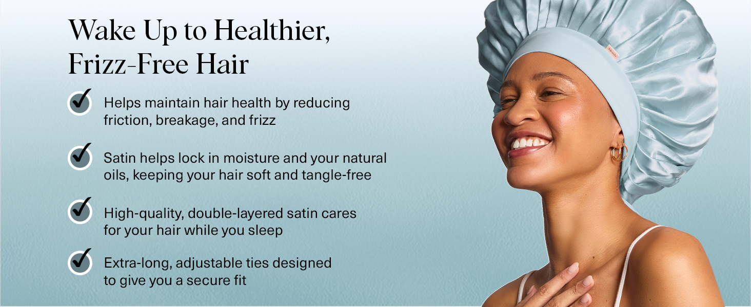 Kitsch Adjustable Oversized Satin Bonnet - Haze Blue