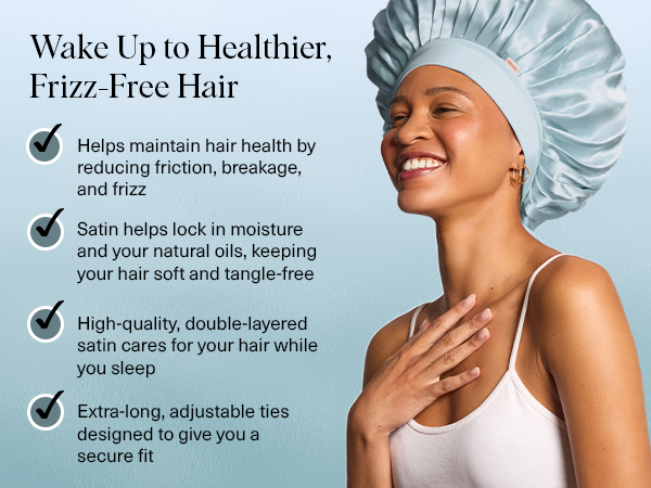 Kitsch Adjustable Oversized Satin Bonnet - Haze Blue