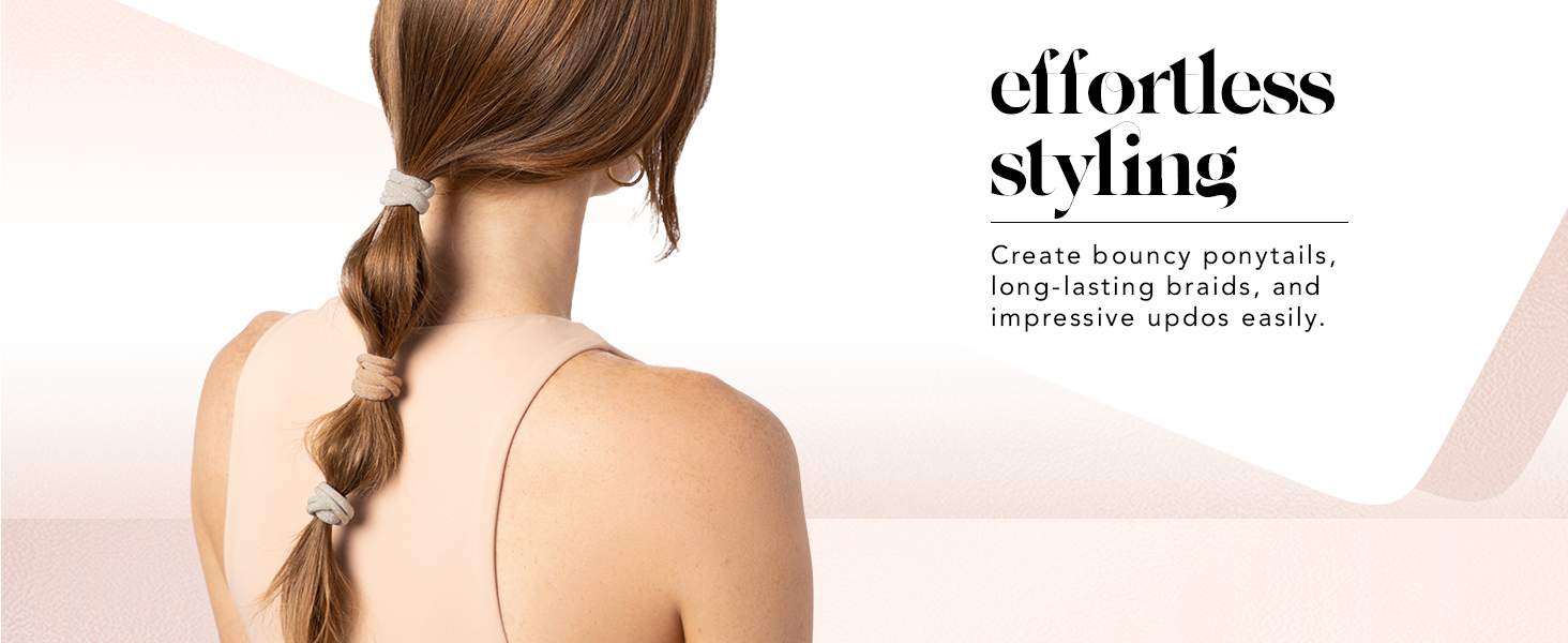 Kitsch Hair Ties No Damage - Strong, Stretchy Hair Bands, Recycled Nylon Glitter Medium Elastics 12pc - Neutral