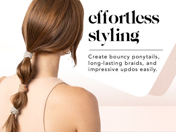 Kitsch Hair Ties No Damage - Strong, Stretchy Hair Bands, Recycled Nylon Glitter Medium Elastics 12pc - Neutral