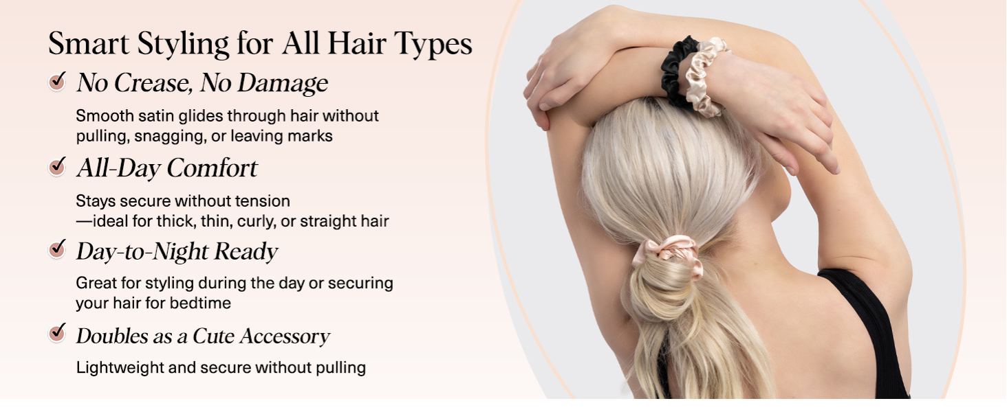 Kitsch Satin Scrunchies for Women - Softer Than Silk Scrunchies | Hair Ties No Damage for Frizz-Free Sleep | Ideal Gifts for Women, Assorted, 5pcs