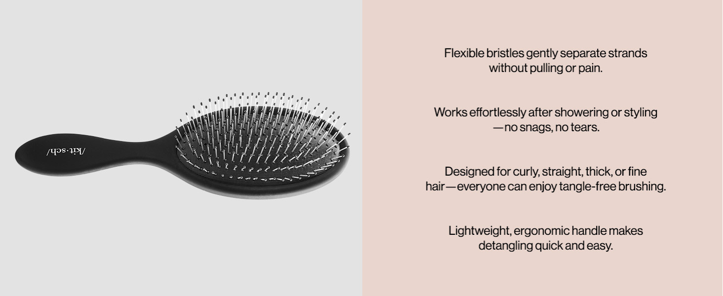 Kitsch Detangler Hair Brush for Wet and Dry Hair, Curly or Straight Hair, Detangling Brush with Flexible Hairbrush Bristles, Hair brushes for Women & Men, Adults & Kids, for Shower & Travel - Black