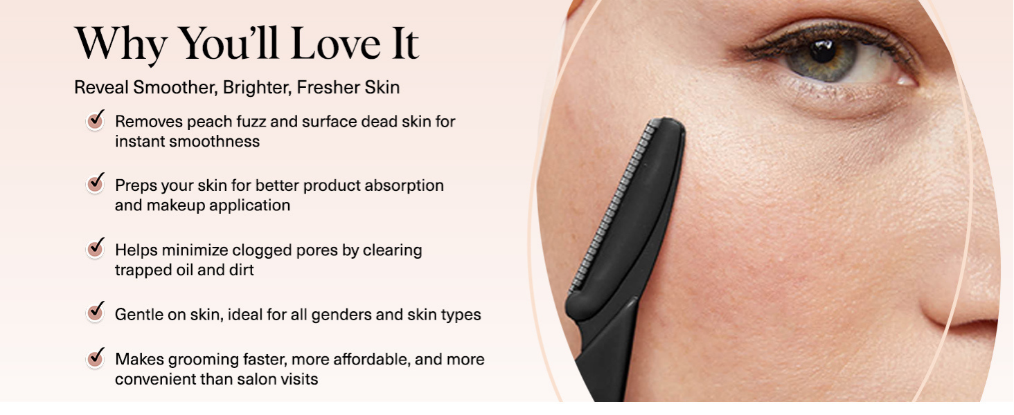 Kitsch Dermaplane Razor for Women Face &ndash; Face Razors for Women & Men, Eyebrow Trimmer & Face Shaver &ndash; Exfoliating Facial Razor & Skin Care Tool for Smoother Skin - Black, 6 pcs