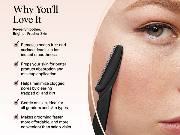 Kitsch Dermaplane Razor for Women Face &ndash; Face Razors for Women & Men, Eyebrow Trimmer & Face Shaver &ndash; Exfoliating Facial Razor & Skin Care Tool for Smoother Skin - Black, 6 pcs