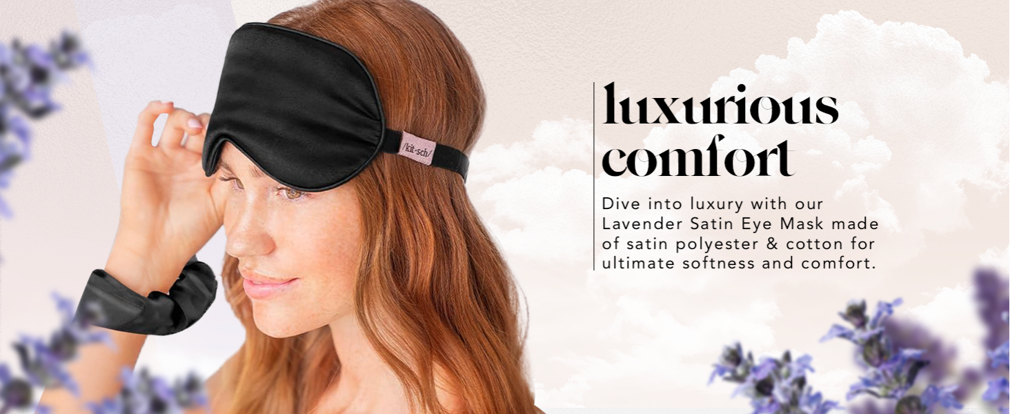 Kitsch Weighted Satin Sleep Mask - Weighted Eye Masks for Sleep and Travel - Lavender Sleeping Mask for Women and Men - Light Blocking, Adjustable Strap, Ultra-Soft (116g)