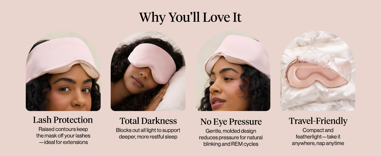 Kitsch Contour Pillow Eye Mask &ndash; Softer Than Silk Eye Masks for Sleep, Blindfold Sleep Masks for Women & Men, No Eye Pressure, Lightweight, Eye Care, Travel Essentials - Blush